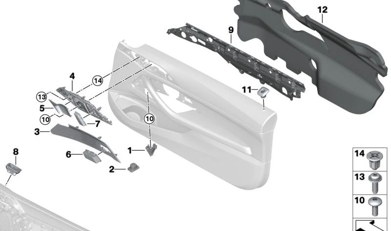 Vellón acústico delantero derecho para BMW G22, G23, G82, G83 (OEM 51415A11AE6). Original BMW