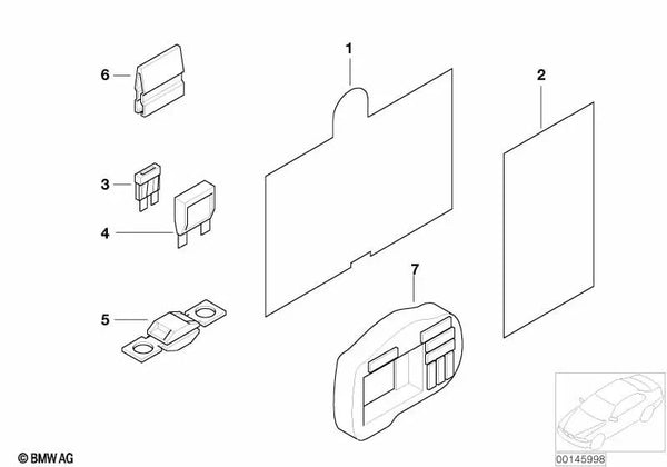Portafusibles de Respaldo para BMW Serie 5 E60, E60N, E61, Serie 6 E63 (OEM 61146925642). Original BMW
