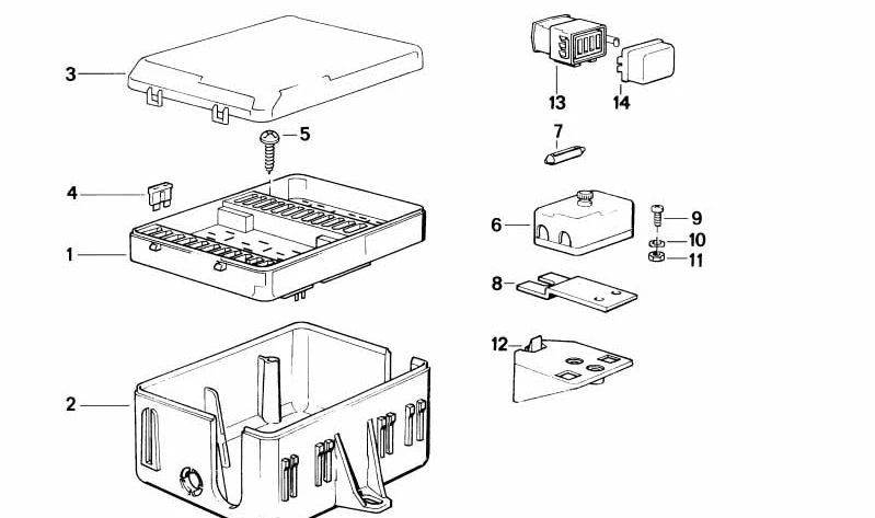 Caja de fusibles para BMW Serie 3 E30, Serie 6 E24 (OEM 61131370761). Original BMW