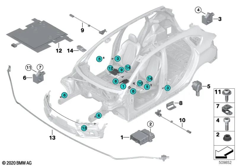 Unidad de control del airbag para BMW F45, I01, I12, I15, F48, F39 (OEM 65775A41CA3). Original BMW.