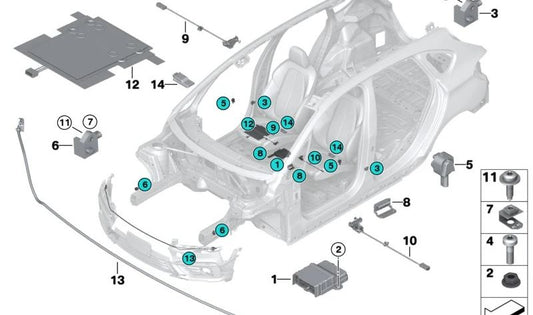 Sensor de columna B OEM 65779196100 para BMW Serie 2 Active Tourer F45, Serie 2 Gran Tourer F46, X1 F48, X2 F39, Serie 1 Sedán F52, i3 I01, i8 I12/I15. Original BMW.