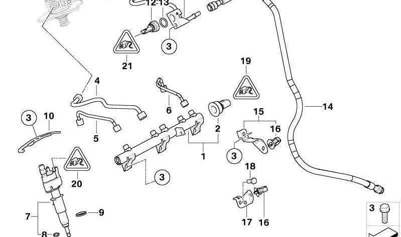 Tubería de presión para BMW E81, E82, E87N, E88, E90, E91, E92, E93, E60N, E61N (OEM 13537562477). Original BMW