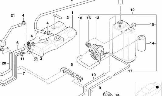 Tubo de presión para BMW Serie 5 E39, Serie 7 E38 (OEM 16131183597). Original BMW