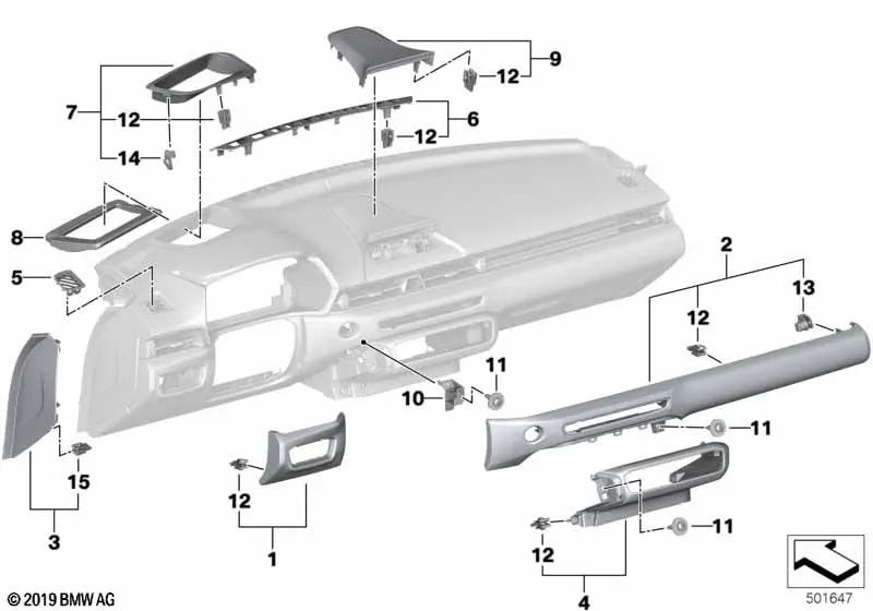 Junta para Head-Up Display para BMW G29 (OEM 51486807472). Original BMW.