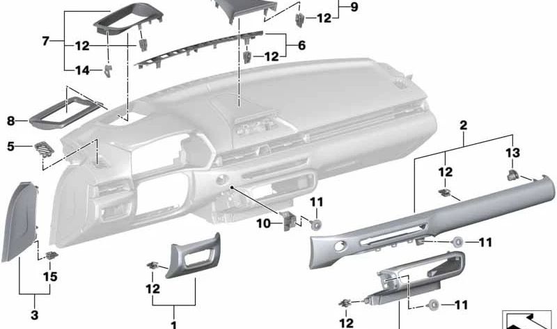 Rejilla Defroster Parabrisas Frontal Central para BMW G29 (OEM 51456807408). Original BMW