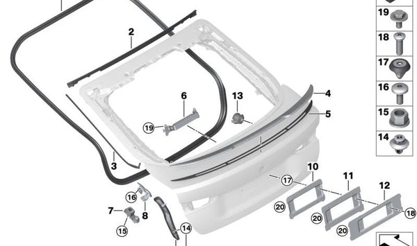 Contrapeso Original de portón trasero OEM 51249478016 para BMW G26, G06.