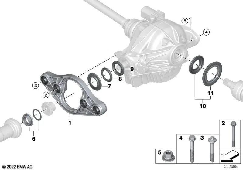 Anillo de Montaje para BMW F87, F87N, F80, F80N, G80, F82, F82N, F83, F83N, G82, G83, F10, F90, F90N, F06, F06N, F12, F12N, F13, F13N, F91, F92, F93, F97, F97N, F98, F98N, F95, F96 (OEM 33208090872). Original BMW