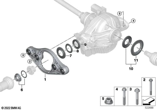 Anillo de Montaje para BMW F87, F87N, F80, F80N, G80, F82, F82N, F83, F83N, G82, G83, F10, F90, F90N, F06, F06N, F12, F12N, F13, F13N, F91, F92, F93, F97, F97N, F98, F98N, F95, F96 (OEM 33208090872). Original BMW