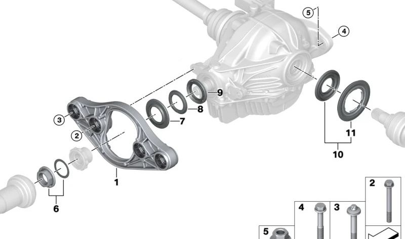 Anillo de montaje diferencial trasero OEM 33137555749 para BMW {F20, F21, F22, F23, G42, F30, F31, F34, F35, G28, G80, F32, F33, F36, G82, G83, F10, F11, G30, G31, G38, F06, G32, F04, G11, G12, G14, G15, G16, F25, F26, E70, G05, G18, F95, E72, G06, F