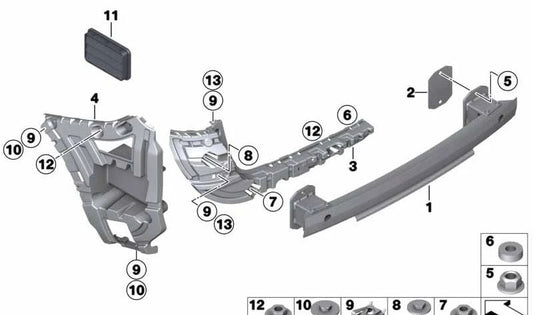 Soporte parachoques trasero derecho para BMW F26 (OEM 51127338766). Original BMW