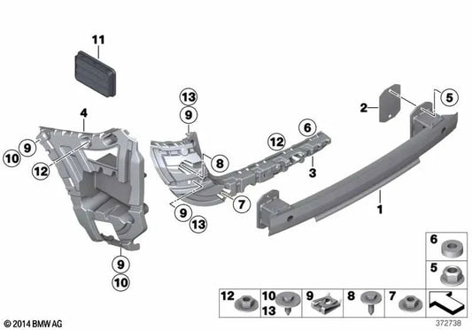 Soporte Parachoques Trasero para BMW X3 F25, X4 F26 (OEM 51127369197). Original BMW