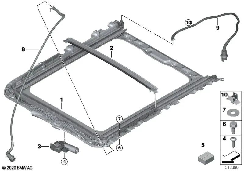 Manguera de desagüe trasera para BMW Serie 3 G21, G21N (OEM 54107447849). Original BMW.