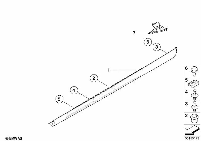 Listón lateral izquierdo imprimado para BMW Serie 3 E46 (OEM 51712693225). Original BMW