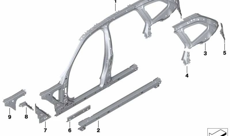 Refuerzo columna C lado izquierdo OEM 41007488109 para BMW G21. Original BMW.