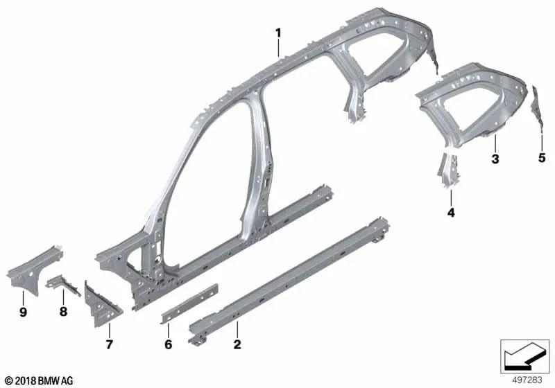 Right C-pillar bracket for BMW 3 Series G21, G21N, G81 (OEM 41007488110). Original BMW