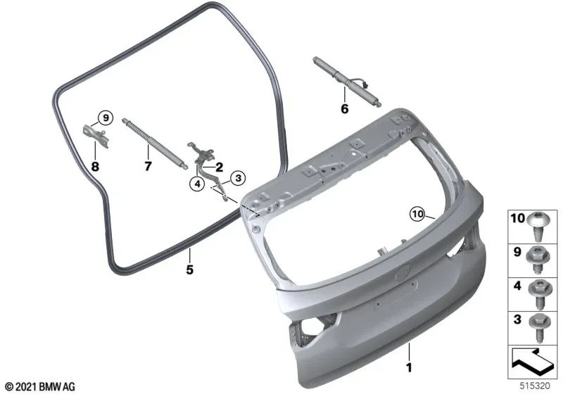 Bisagra del Portón Trasero Izquierda para BMW F97, G01, G08 (OEM 41007494943). Original BMW.