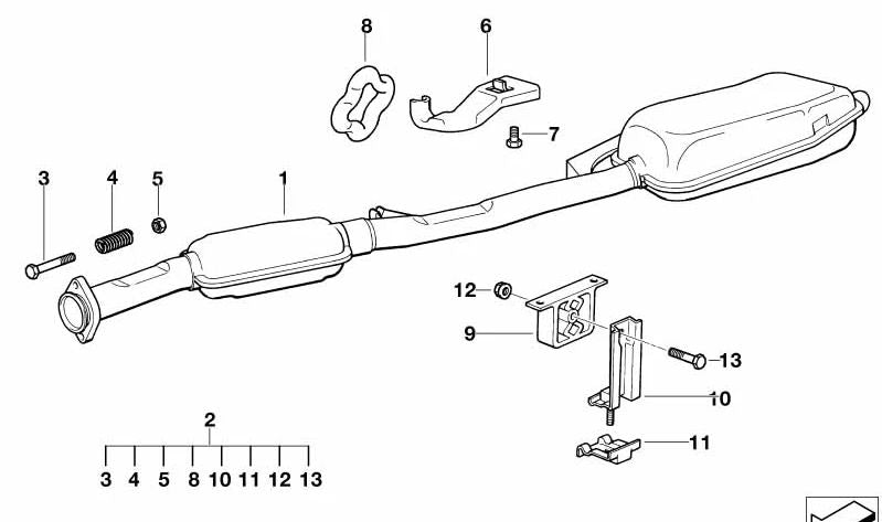 Silenciador trasero OEM 18101743263 para BMW E36 (316i, 318i, 320i, 323i, 325i, 328i, M3). Original BMW.