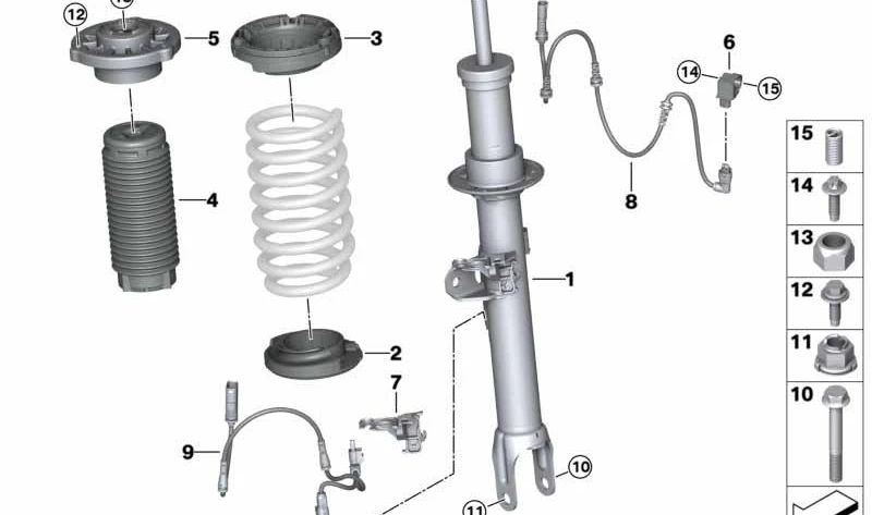 Left front shock absorber VDC OEM 37106878119 for BMW G16. Original BMW.