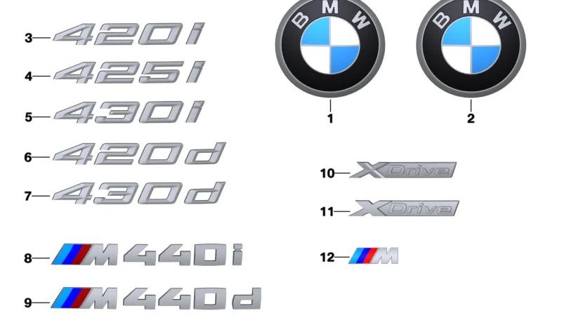 Emblema "M240I" OEM 51148059653 per BMW G22, G23. BMW originale.