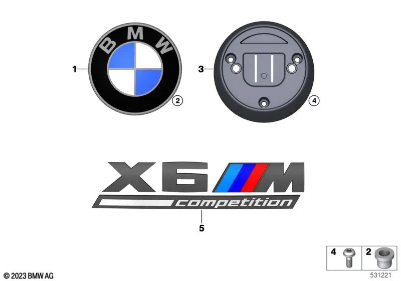 Emblema para BMW F96 (OEM 51148096413). Original BMW