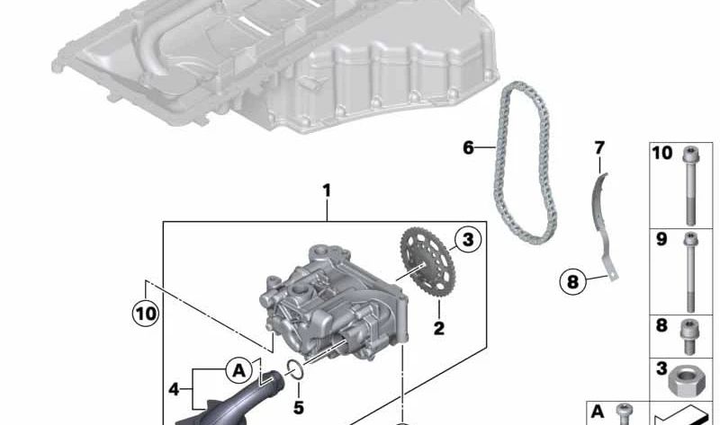 Bomba de aceite OEM 11417845513 para BMW F10, F06, F12, F13. Original BMW.