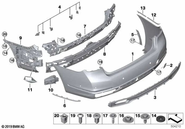 Embudo absorbente izquierdo para BMW G11N, G12N (OEM 51127475275). Original BMW