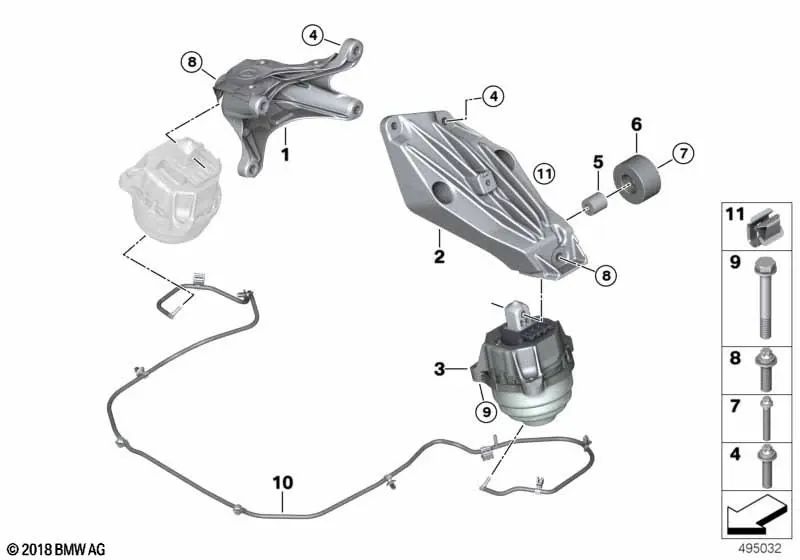 Masa adicional para BMW G42, G20, G21, G22, G23, G26, G30, G31, G38, G32, G11, G12, G14, G15, G16, G01, G08, G02, G05, G18, G06, G07 (OEM 22118488357). Original BMW