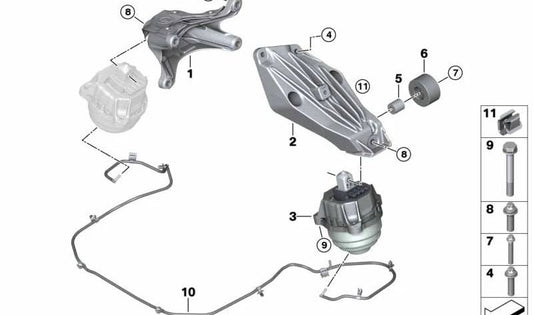 Silentblock de soporte motor OEM 22117934646 para BMW G42, G20, G21, G22, G23, G26, G30, G31, G38, G32, G11, G12, G14, G15, G16, G01, G08, G02, G05, G18, G06, G07. Original BMW.