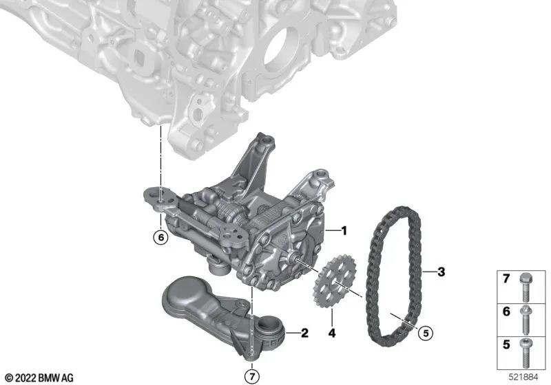 Kettenrad de la bomba de aceite para BMW F20, F21, F40, F22, F23, F44, F45, F46, G42, U06, E90N, E91N, E92, E93, F30, F31, F34, G20, G21, G28, F32, F33, F36, G22, G23, G26, F07, F10, F11, G30, G31, G60, F06, F12, F13, G32, F01, F02, G11, G12, G70, G14, G1