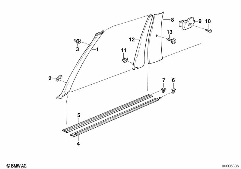 Trim panel for BMW E30 (OEM 51471906724). Original BMW