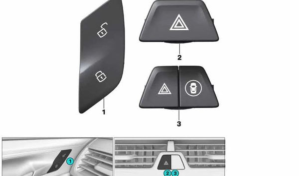 Botón original para cierre centralizado izquierdo OEM 61319860545 para BMW F90, G30, G31, G38, G32.