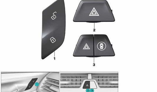 Botón cierre centralizado derecho para BMW G11, G11N, G12, G12N (OEM 61319299462). Original BMW