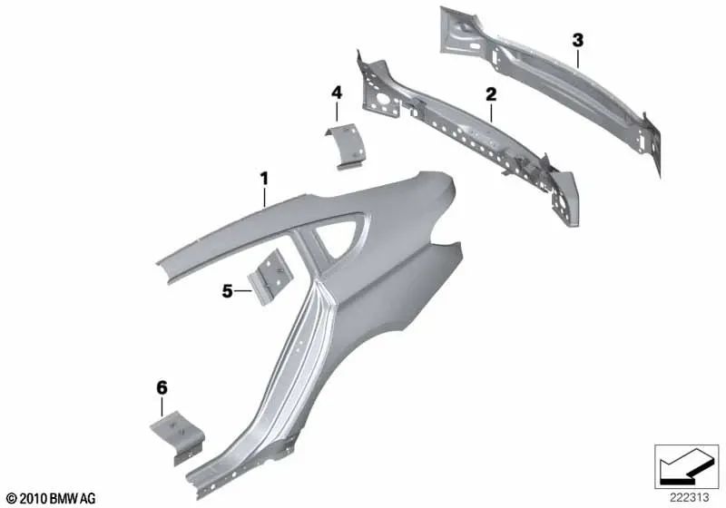 Revestimiento interior del maletero para BMW Serie 5 (F07, F07N) (OEM 41347238566). Original BMW.