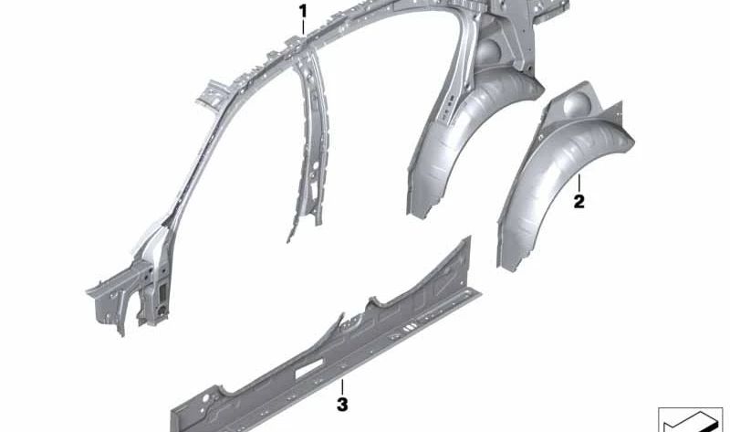 Revestimiento interior de paso de rueda trasero derecho OEM 41218060226 para BMW F80. Original BMW.