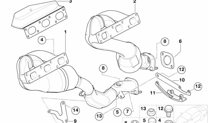 Junta con Protector Térmico sin Asbesto para BMW E46, E39, E60, E61, E38, E65, E66, E83, E53, E85 (OEM 11621732969). Original BMW