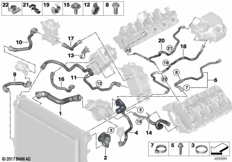 Manguera de Depósito de Expansión para BMW G30, G30N, G11, G11N, G12, G12N, G14, G15, G16 (OEM 17128602676). Original BMW.