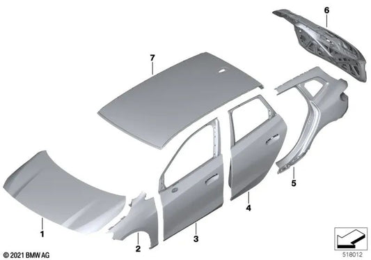 Left front door for BMW U06 (OEM 41009627087). Genuine BMW.