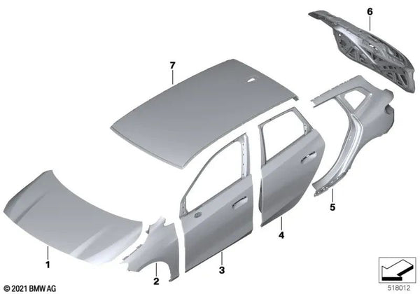 Puerta delantera izquierda para BMW U06 (OEM 41009627087). Original BMW.