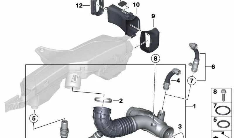 Tubo de aire limpio para BMW Serie 1 F20N, F21N (OEM 13718513961). Original BMW