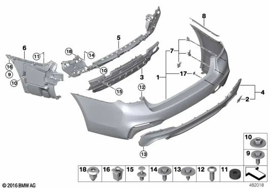 Rear PDC/PMA Sensor Mounting Kit for BMW 5 Series G30, G31 (OEM 51128079661). Original BMW