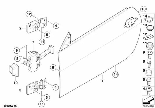 Tope de puerta para BMW Serie 6 E63, E63N, E64, E64N (OEM 51217176803). Original BMW