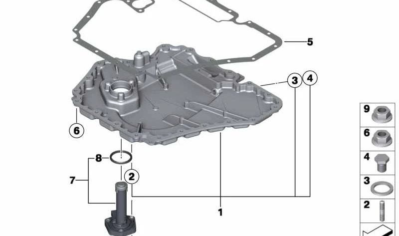 Cárter de Aceite para BMW Serie 5 F10, Serie 6 F06, F12, F13 (OEM 11137843146). Original BMW