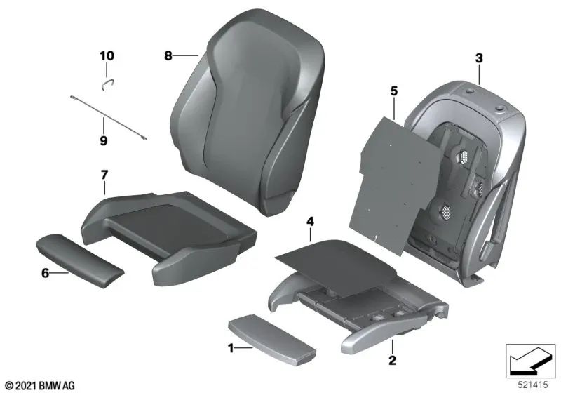 Funda Asiento Confort Cuero Climatizado para BMW G01, G08, G02 (OEM 52107472508). Original BMW