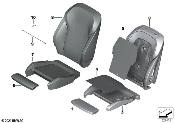 Funda para reposabrazos de confort en cuero climatizado para BMW Serie 4 G26, X3 G01, G01N, G08, X4 G02, G02N (OEM 52107472514). Original BMW.