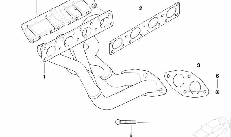 OEM Escape Collector 11627510249 for BMW E46, E83, E85, E86. Original BMW.