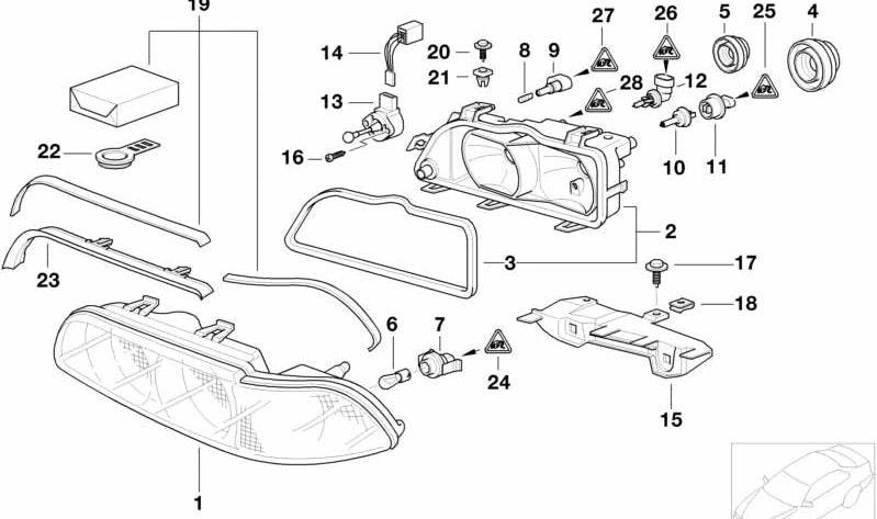 Abdeckscheibe derecha para BMW Serie 5 E39 (OEM 63128361556). Original BMW