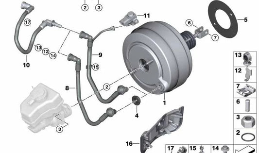 Sensor de presión diferencial OEM 11668676835 para BMW E81, E82, E87, E88, E90, E91, E92, E93. Original BMW.