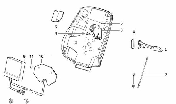 Cojín lumbar para BMW Serie 3 E36 (OEM 52108151912). Original BMW