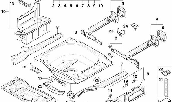 Suelo del maletero derecho OEM 41147129492 para BMW E61. Original BMW.