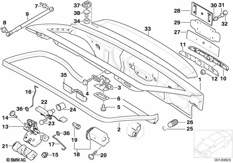 Tailgate lock connecting rod for various BMW models (OEM 51248400506). Original BMW.